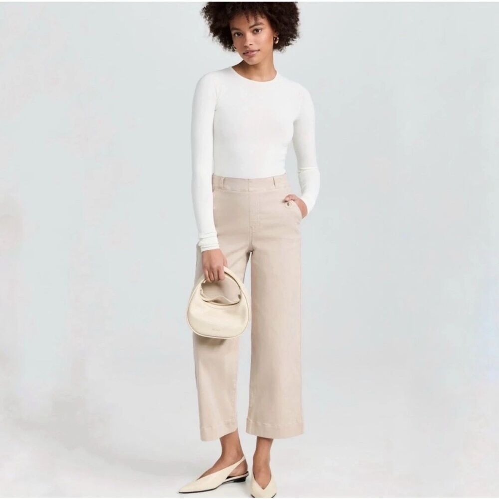 SPANX Stretch Twill Pull-On Cropped Wide Leg Pants